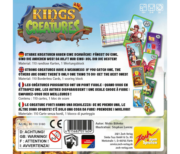 Настольная игра Короли и существа (Kings & Creatures) ENG. Zoch (601105160)