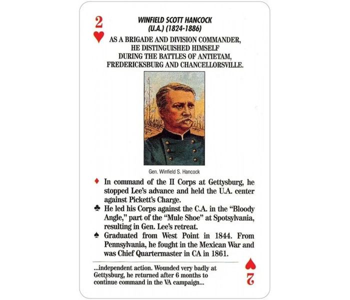 Игральные карты Знаменитые генералы гражданской войны - Famous Generals Of The Civil War Playing Cards. US Games Systems