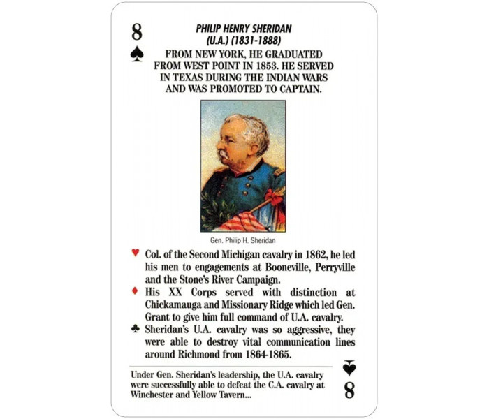 Игральные карты Знаменитые генералы гражданской войны - Famous Generals Of The Civil War Playing Cards. US Games Systems