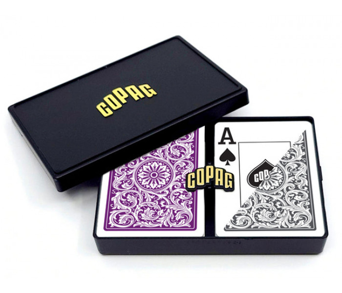 Карты Copag Elite 100% Plastic Double-deck Poker Size Jumbo Index (Purple/Grey)