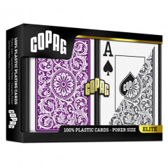 Карты Copag Elite 100% Plastic Double-deck Poker Size Jumbo Index (Purple/Grey)