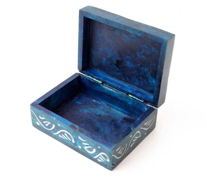 Шкатулка каменная крашеная 10x7,5x4см. NO.-199. Агальматолит (9170380)