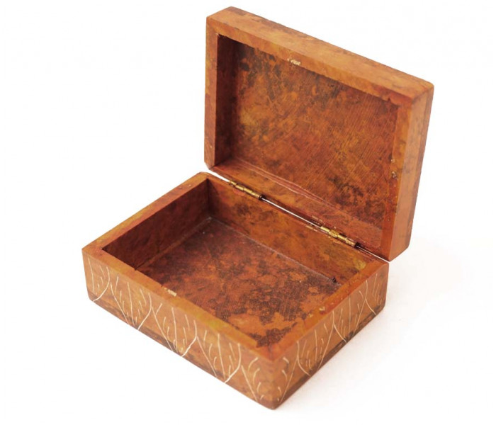 Шкатулка каменная крашеная 10x7,5x4см. NO.-206. Агальматолит (9170387)