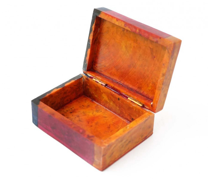 Шкатулка каменная крашеная 10x7,5x4см. NO.-218. Агальматолит (9170398)