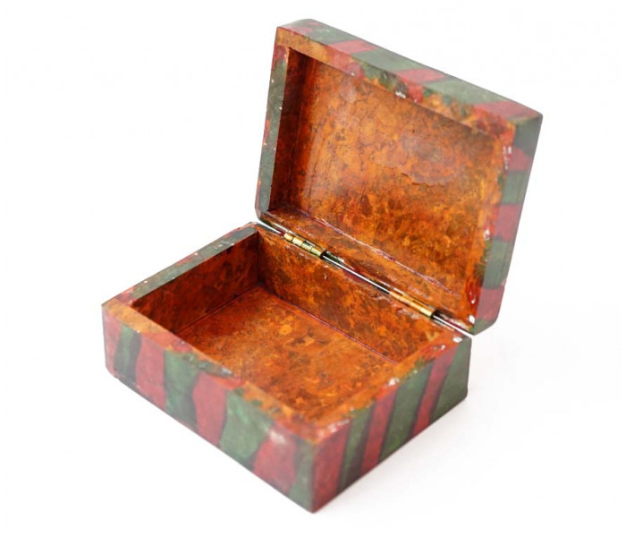 Шкатулка каменная крашеная 10x7,5x4см. NO.-220. Агальматолит (9170400)