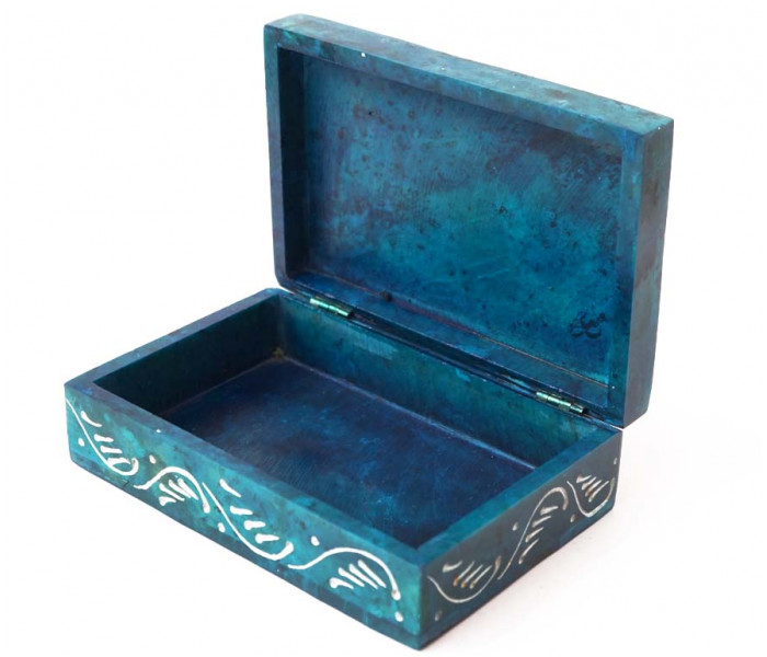 Шкатулка каменная крашеная 15x10x4см. NO.-156. Агальматолит (9170345)