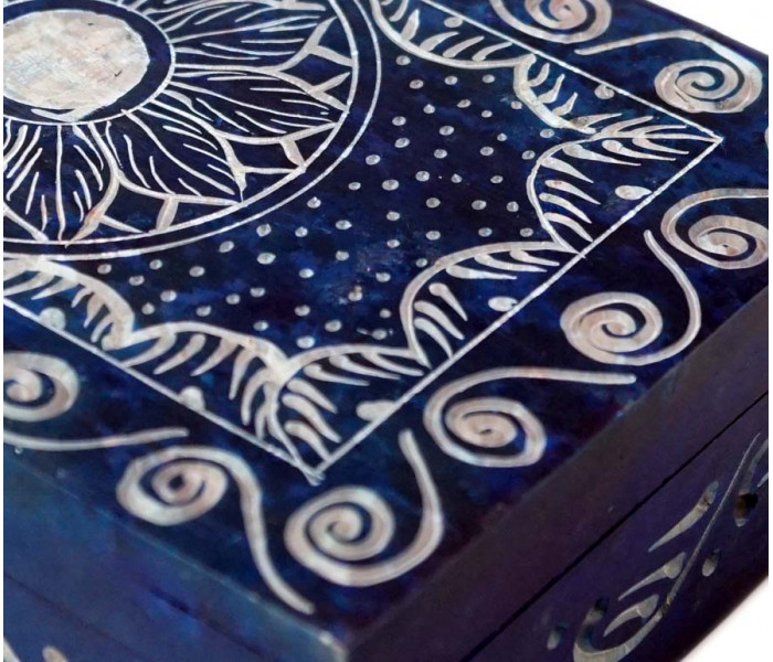 Шкатулка каменная крашеная 15x10x4см. NO.-161. Агальматолит (9170350)