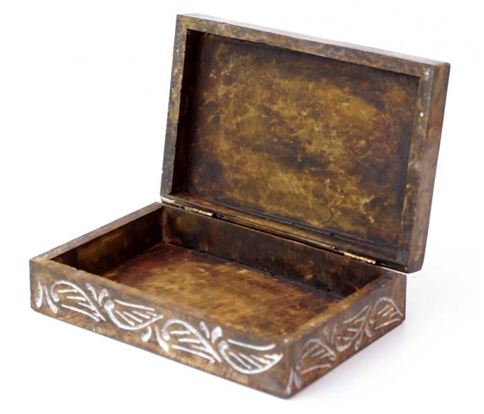 Шкатулка каменная крашеная 15x10x4см. NO.-164. Агальматолит (9170353)