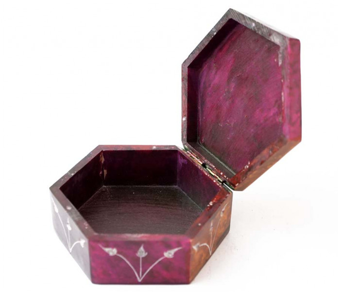 Шкатулка каменная шестигранная 10x10x5см. NO.-362. Агальматолит (9170401)