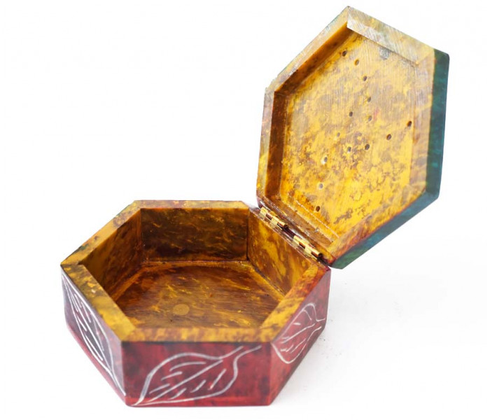 Скринька кам’яна шестигранна 10x10x5см. NO.-364. Агальматоліт (9170403)