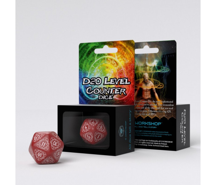 Кубик RPG D20 Level Counter Red & white Die (1 шт). Q WORKSHOP (20LEV03)