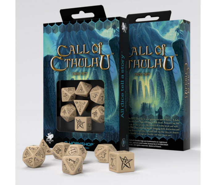 Кубики RPG Call of Cthulhu Beige & black Dice Set. Q WORKSHOP (SCTH01)