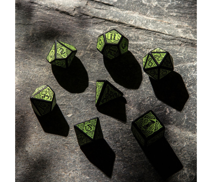 Кубики RPG Celtic 3D Revised Black & green Dice Set. Q WORKSHOP (SCER05)