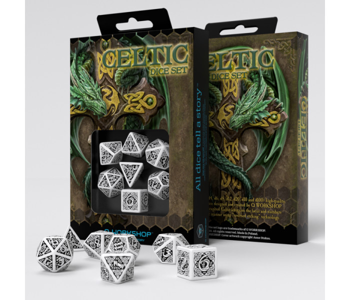 Кубики RPG Celtic White & black Dice Set. Q WORKSHOP (SCER02)