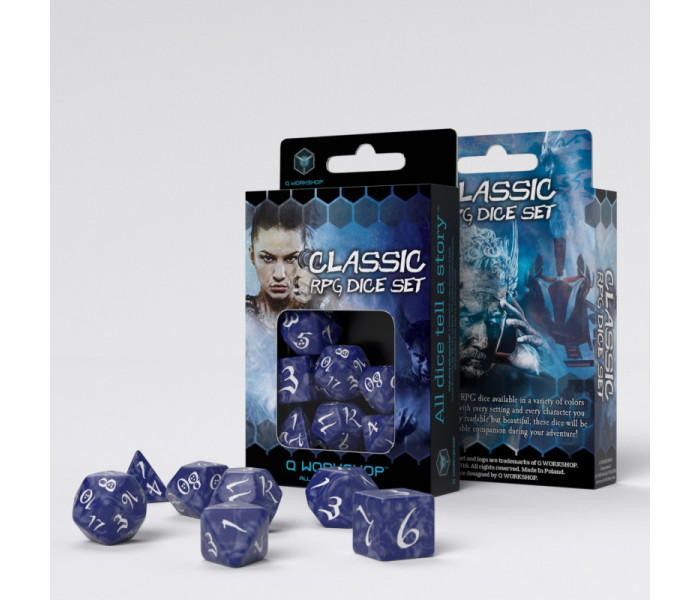 Кубики RPG Classic RPG Cobalt & white Dice Set. Q WORKSHOP (SCLE12)