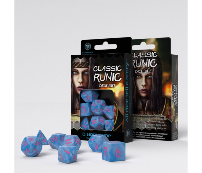 Кубики RPG Classic Runic Glacier & pink Dice Set. Q WORKSHOP (SCLR13)