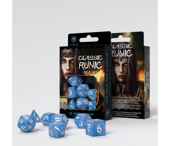 Кубики RPG Classic Runic Glacier & white Dice Set. Q WORKSHOP (SCLR05)