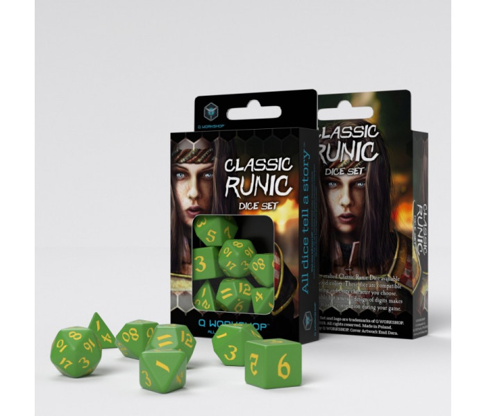 Кубики RPG Classic Runic Green & yellow Dice Set. Q WORKSHOP (SCLR12)