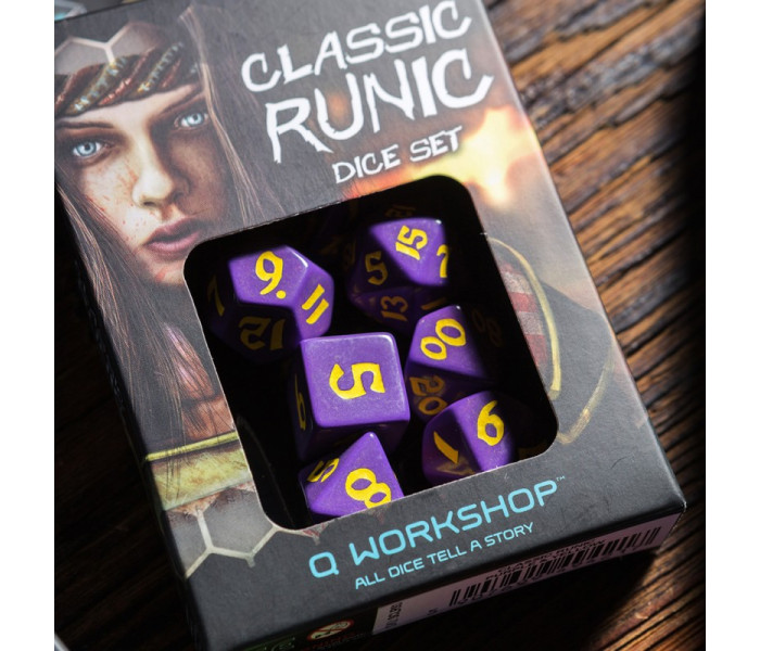 Кубики RPG Classic Runic Purple & yellow Dice Set. Q WORKSHOP (SCLR15)