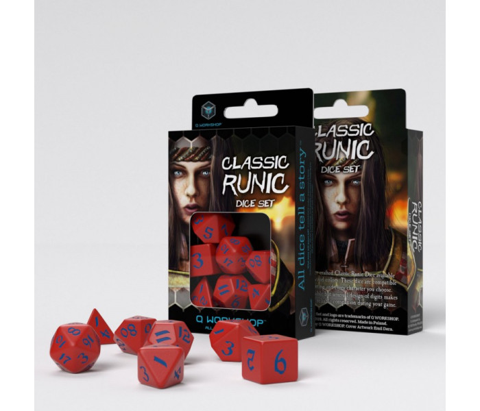 Кубики RPG Classic Runic Red & blue Dice Set. Q WORKSHOP (SCLR07)