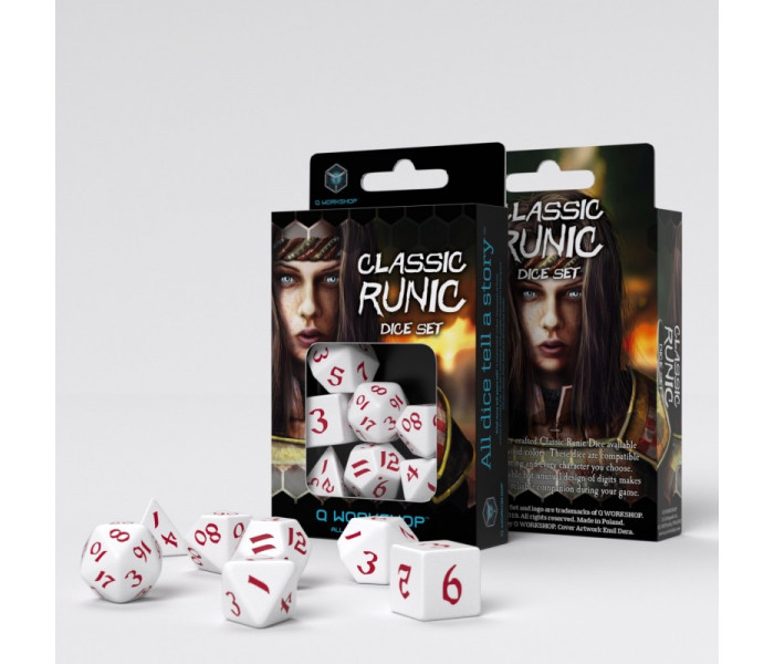 Кубики RPG Classic Runic White & red Dice Set. Q WORKSHOP (SCLR04)