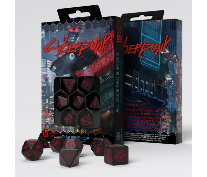 Кубики RPG Cyberpunk Red Dice Set. Blood over Chrome. Q WORKSHOP (SCPU01)