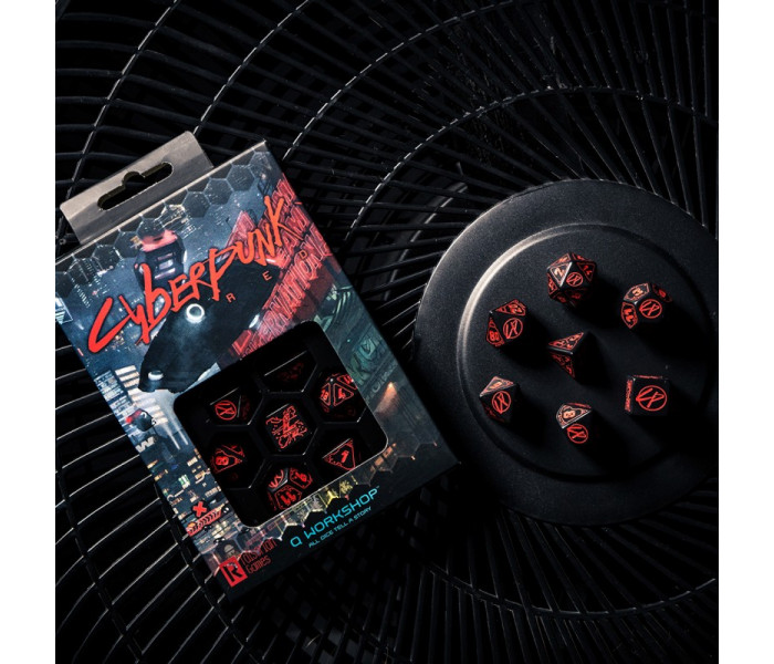 Кубики RPG Cyberpunk Red Dice Set. Blood over Chrome. Q WORKSHOP (SCPU01)