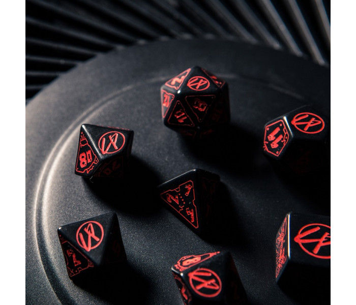 Кубики RPG Cyberpunk Red Dice Set. Blood over Chrome. Q WORKSHOP (SCPU01)
