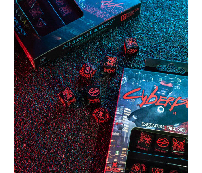 Кубики RPG Cyberpunk Red: Night City Essential 6 Dice Set. Q WORKSHOP (SCPE01)