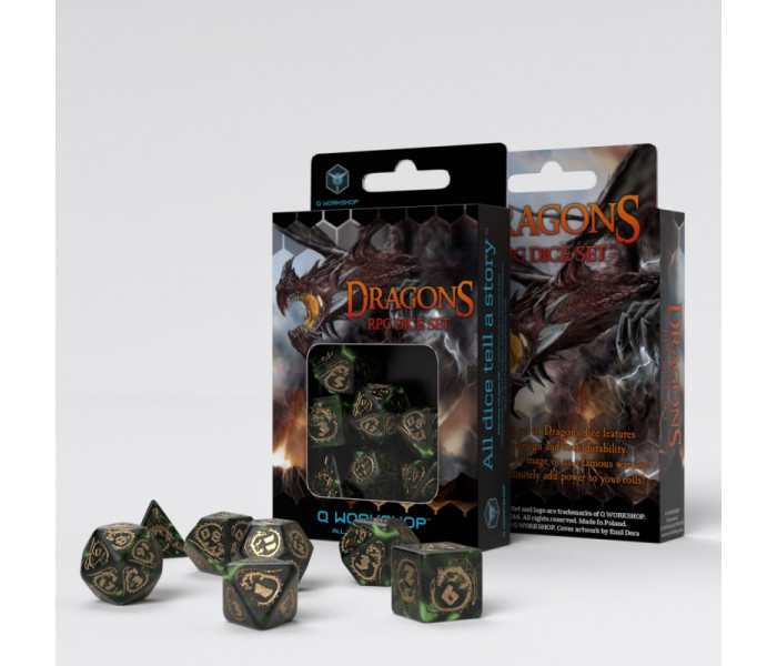 Кубики RPG Dragons Dice Set: Nephrite. Q WORKSHOP (SDRA06)