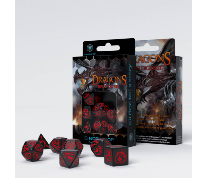 Кубики RPG Dragons Dice Set: Onyx. Q WORKSHOP (SDRA05)