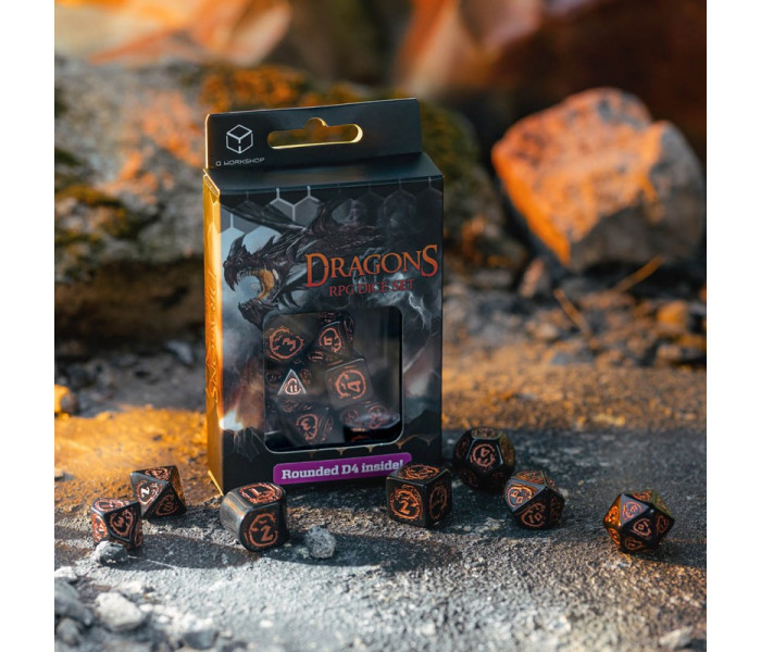 Кубики RPG Dragons Modern Dice Set: Obsidian. Q WORKSHOP (RDRA07)