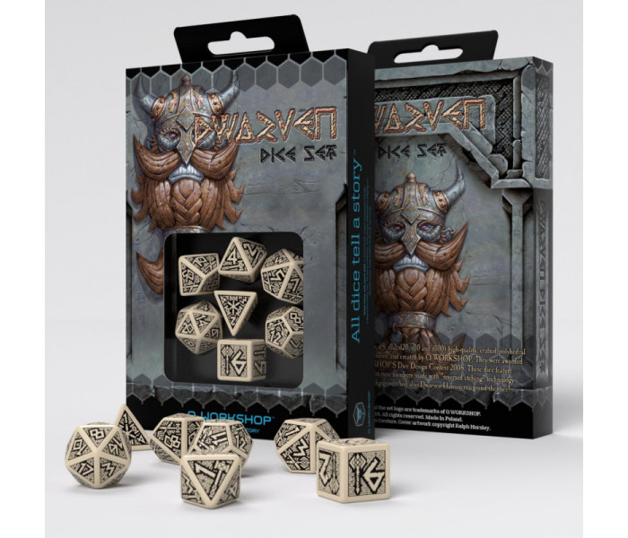 Кубики RPG Dwarven Beige & black Dice Set. Q WORKSHOP (SDWA01)
