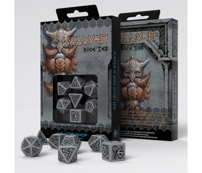 Кубики RPG Dwarven Gray & black Dice Set. Q WORKSHOP (SDWA03)