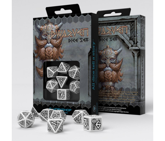 Кубики RPG Dwarven White & black Dice Set. Q WORKSHOP (SDWA02)