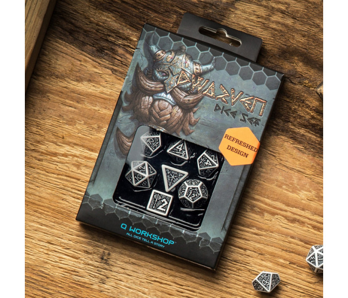 Кубики RPG Dwarven White & black Dice Set. Q WORKSHOP (SDWA02)