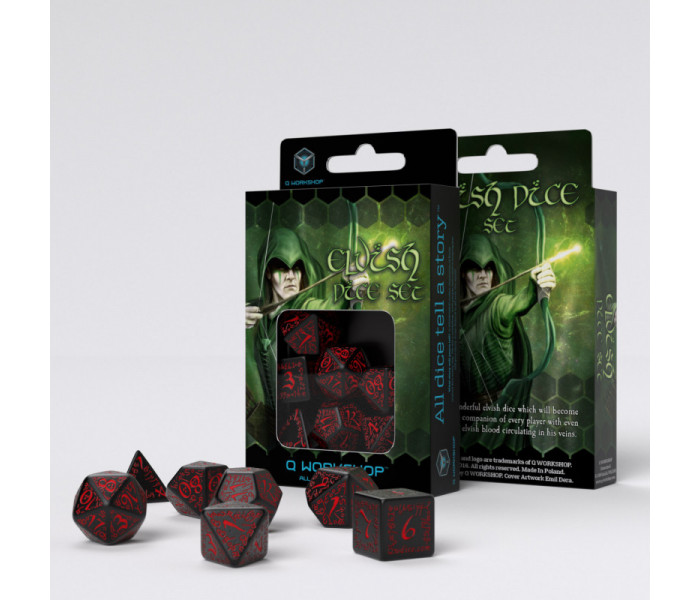 Кубики RPG Elvish Black & red Dice Set. Q WORKSHOP (SELV06)