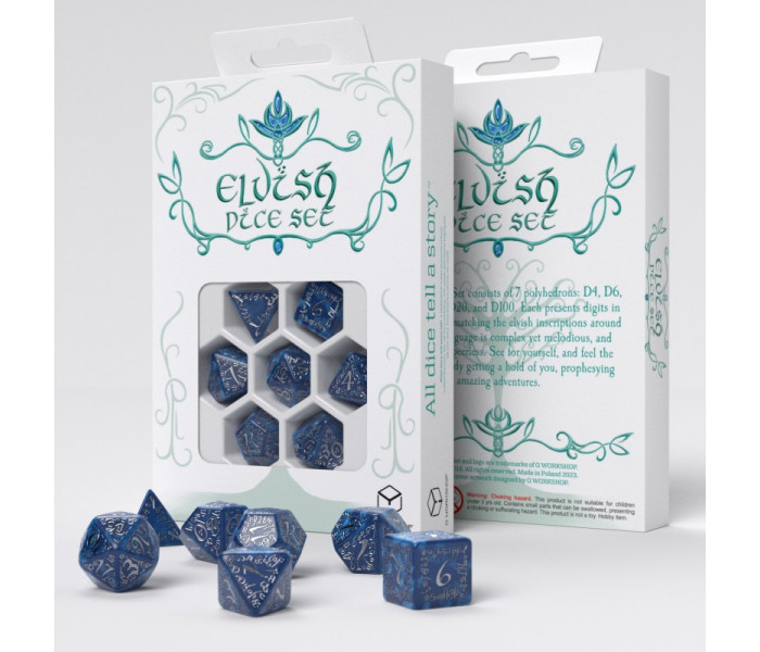 Кубики RPG Elvish Cobalt & Silver Dice Set. Q WORKSHOP (SELV10)