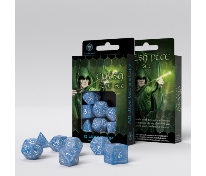 Кубики RPG Elvish Glacier & white Dice Set. Q WORKSHOP (SELV09)