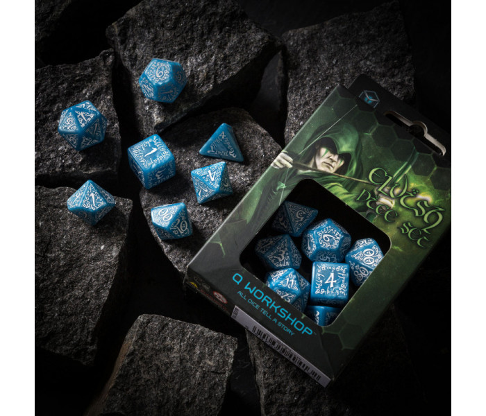 Кубики RPG Elvish Glacier & white Dice Set. Q WORKSHOP (SELV09)