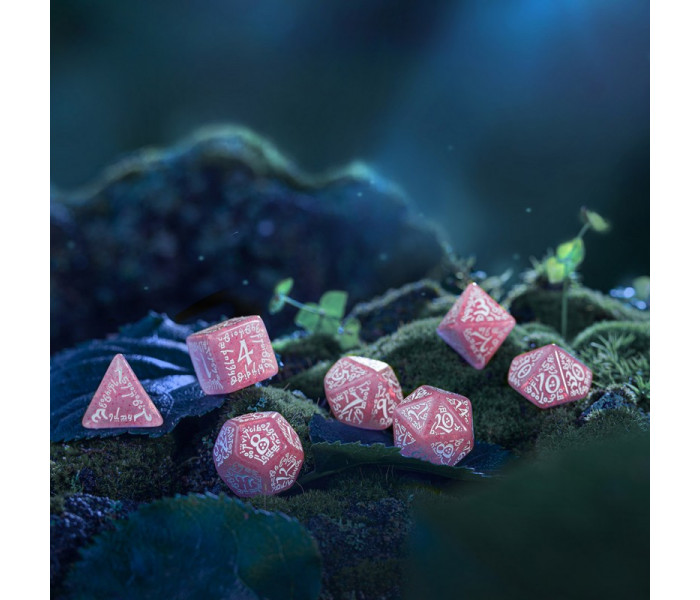 Кубики RPG Elvish Shimmering pink & White Dice Set. Q WORKSHOP (SELV11)