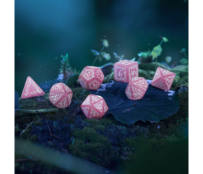 Кубики RPG Elvish Shimmering pink & White Dice Set. Q WORKSHOP (SELV11)