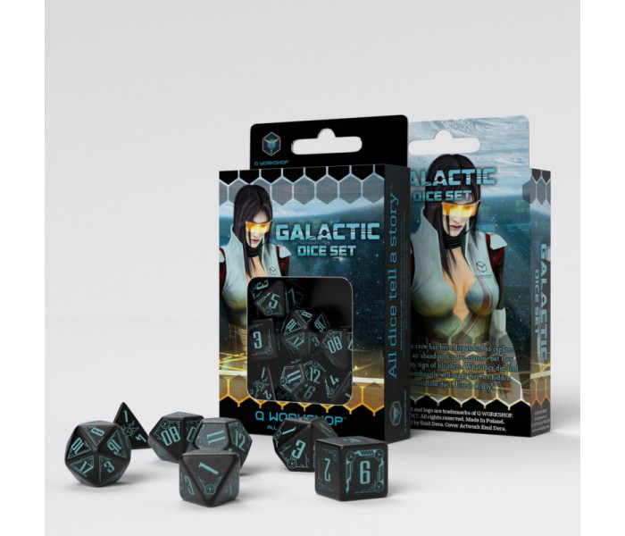 Кубики RPG Galactic Black & blue Dice Set. Q WORKSHOP (SGAL02)