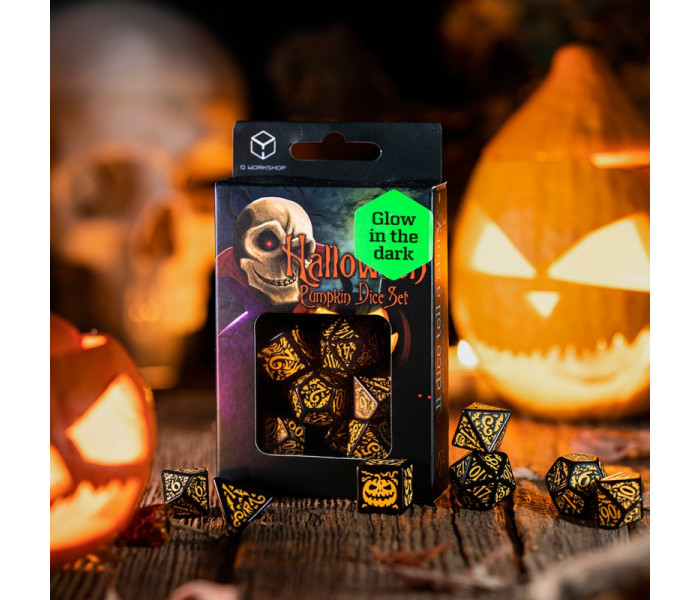 Кубики RPG Halloween Pumpkin - Jack O’Lantern Dice Set. Q WORKSHOP (SHAP02)