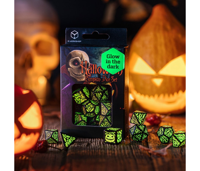 Кубики RPG Halloween Pumpkin - Jack O’Lantern Dice Set. Q WORKSHOP (SHAP02)