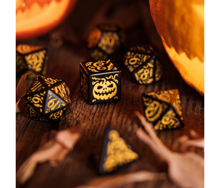 Кубики RPG Halloween Pumpkin - Jack O’Lantern Dice Set. Q WORKSHOP (SHAP02)