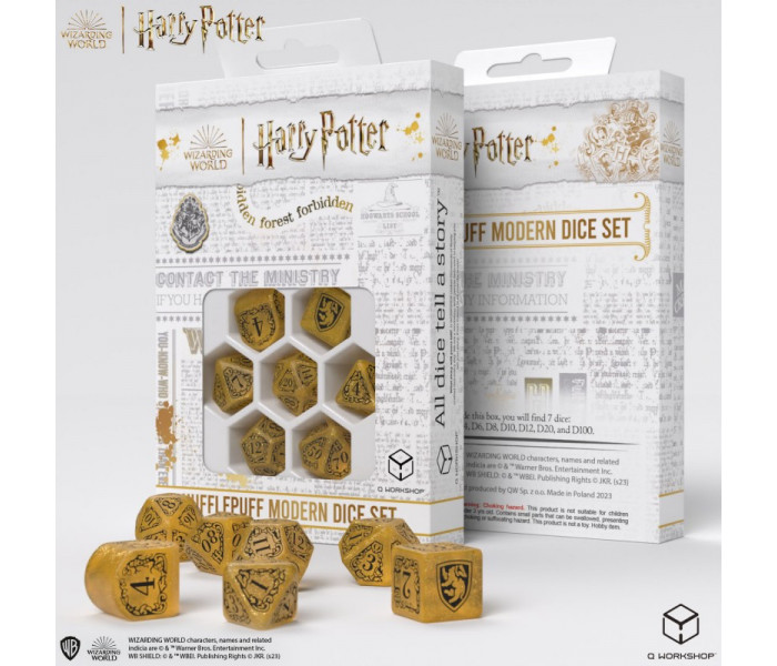 Кубики RPG Harry Potter. Hufflepuff Modern Dice Set - Yellow. Q WORKSHOP (190142/2023/4/B)