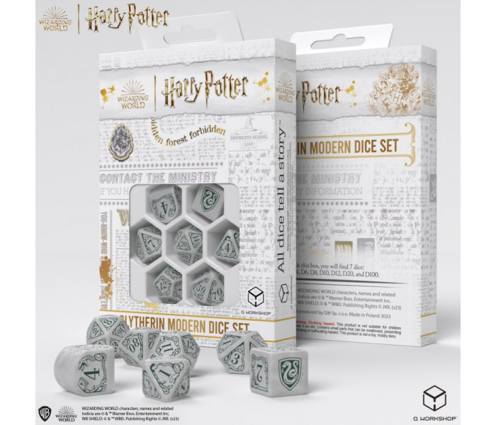 Кубики RPG Harry Potter. Slytherin Modern Dice Set - White. Q WORKSHOP (190142/2023/2/B)