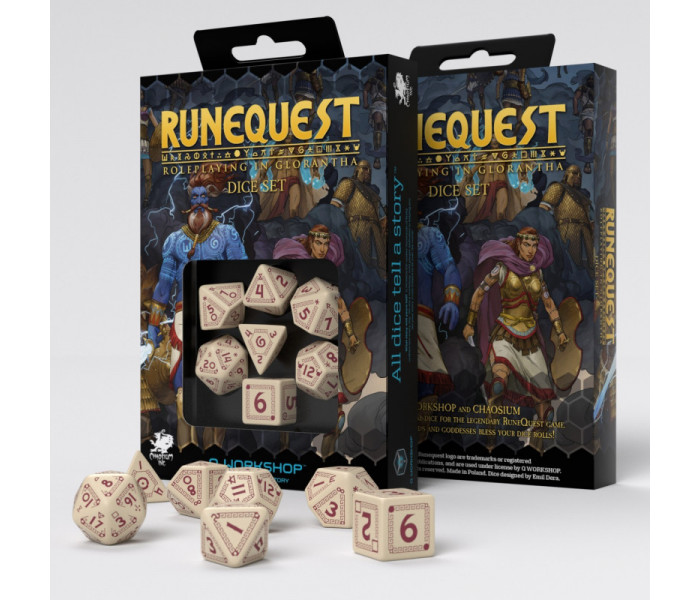 Кубики RPG RuneQuest Beige & burgundy Dice Set. Q WORKSHOP (SRQU02)