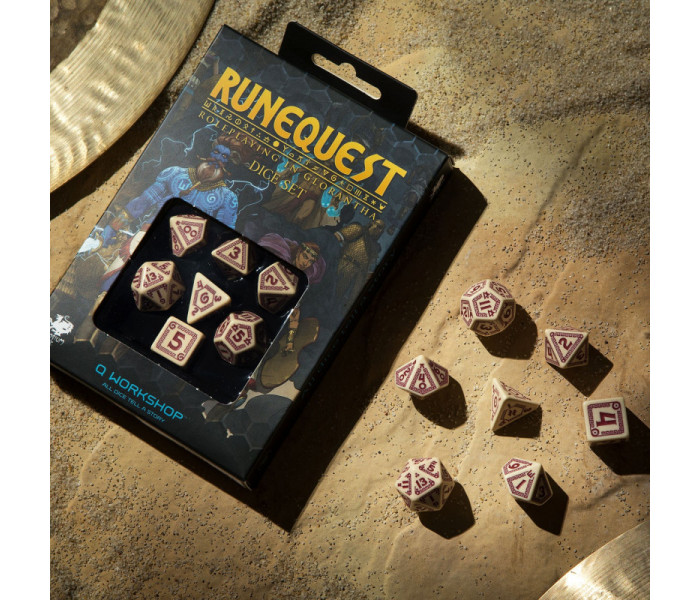 Кубики RPG RuneQuest Beige & burgundy Dice Set. Q WORKSHOP (SRQU02)
